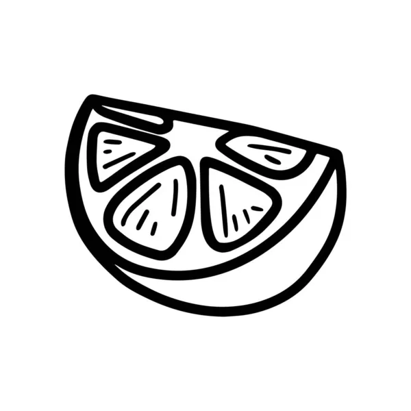 Векторна Рука Намальована Лимонна Частина Ізольована Білому Тлі Піктограми Смішні — стоковий вектор