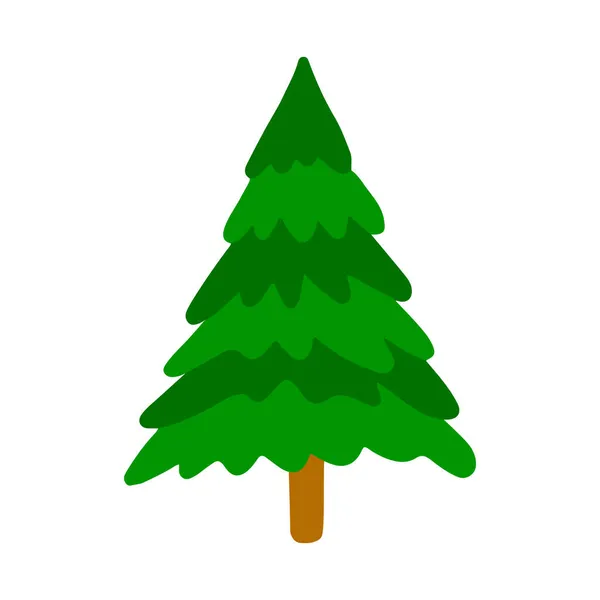 Vektorové Ručně Kreslené Vánoční Stromeček Izolované Bílém Pozadí Ikony Vtipné — Stockový vektor