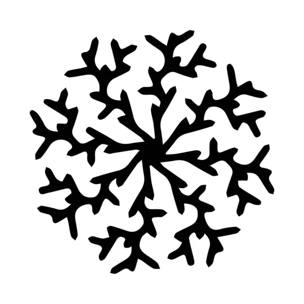 Διανυσματική Χειροποίητη Νιφάδα Χιονιού Απομονωμένη Λευκό Εικονίδιο Φόντου Καλά Χριστούγεννα — Διανυσματικό Αρχείο