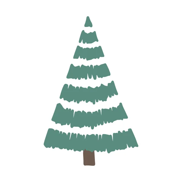 Vector Mão Desenhada Árvore Natal Isolado Ícone Fundo Branco Abstrato — Vetor de Stock