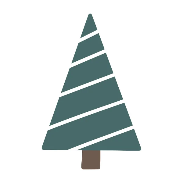 Vector Hand Getekend Kerstboom Geïsoleerd Witte Achtergrond Pictogram Een Abstracte — Stockvector