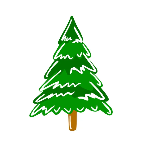 Vector Χέρι Επέστησε Χριστουγεννιάτικο Δέντρο Απομονώνονται Λευκό Φόντο Εικονίδιο Αστεία — Διανυσματικό Αρχείο