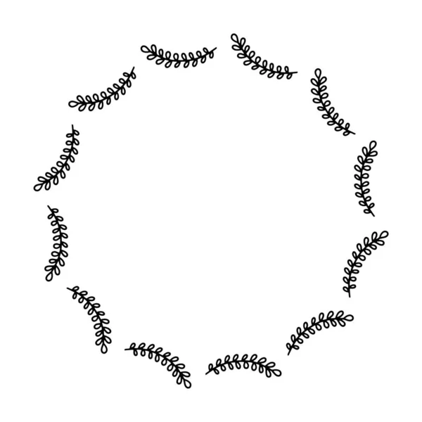 Διάνυσμα Ζωγραφισμένο Στο Χέρι Πλαίσιο Κύκλο Λουλούδι Απομονώνονται Λευκό Φόντο — Διανυσματικό Αρχείο