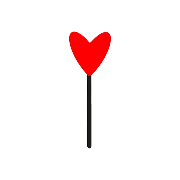 Hand Drawn Vector Sweet Lollipop Heart Shape Icon Cute Doodle —  Vetores de Stock