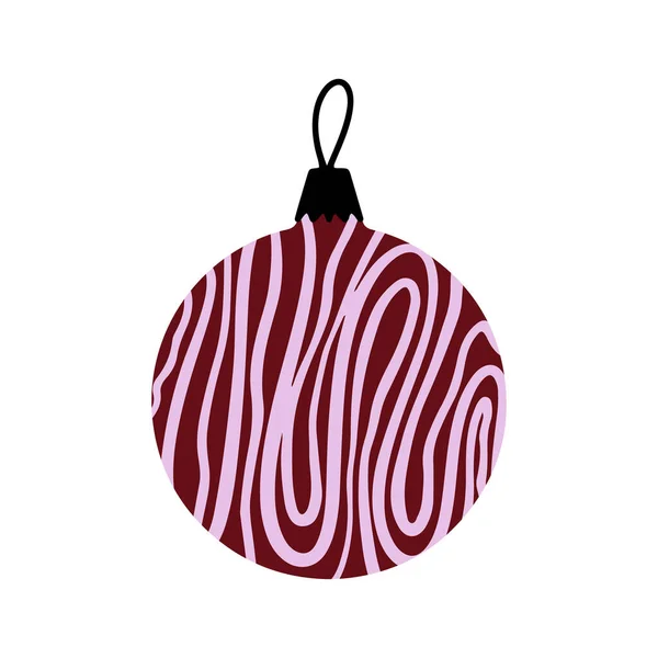 Boule Noël Dessinée Main Vectorielle Boule Noël Décorative Doodle Éléments — Image vectorielle