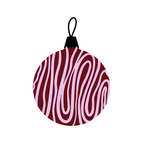 Vector Mão Desenhada Bugiganga Natal Elementos Decorativos Bola Doodle Xmas — Vetor de Stock