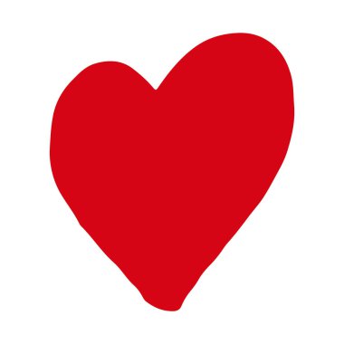 Valentine 'ın kırmızı kalbini beyaz arka planda izole eden vektör eli. Dekoratif karalama aşk kalp şekli çizim stili. Düğün tasarımı, ambalaj, süsleme ve tebrik kartları için karalama mürekkebi kalp simgesi