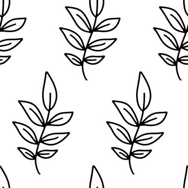 Elle çizilmiş vektör çizgisi iz bırakmıyor. Beyaz üzerinde çiçek yaprakları olan karalama izleri. Kumaş, ambalaj ve tekstil için güzel bir doğa süsü. Yetişkin ve çocuk boyama sayfası