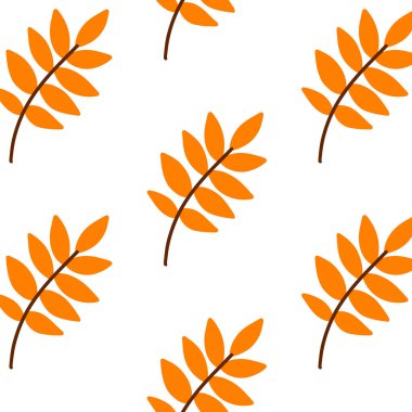 Vektör eli çizilmiş sonbahar yaprakları beyaz arkaplanda pürüzsüz desen. Dekoratif karalama yaprakları. Düğün tasarımı, ambalaj, tekstil, giysi, süsleme ve tebrik kartları için karalama yaprağı simgesi