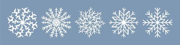 Coleção Ícones Vetor Floco Neve Desenhado Mão Símbolo Neve Inverno —  Vetores de Stock
