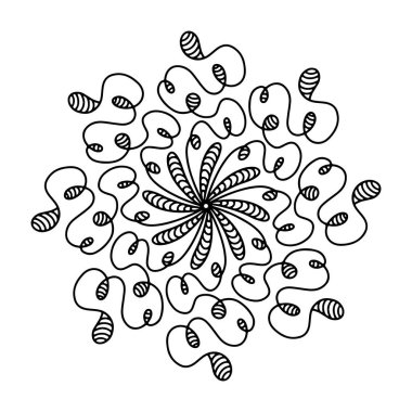 El çizimi örümcek ağı mandala beyaz arka planda izole. Şirin karalama mürekkep balığı, ahtapot, dokunaçlar, uzaylı, kovan, düş kapanı. Yetişkinler ve çocuklar için boyama sayfası. Mürekkep çizgisi çizimi. Anti-stres çiçeği