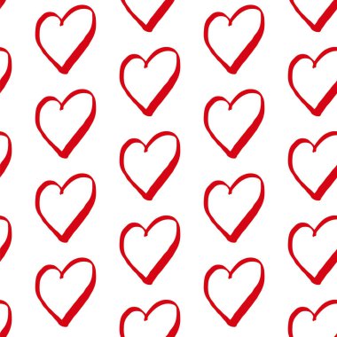 Sevimli el, sevgililer günü kalplerini kusursuz bir şekilde çizmiş. Dekoratif karalama aşk kalp şekli robot resim tarzında. Düğün tasarımı, ambalaj, süsleme ve tebrik kartları için karalama mürekkebi simgesi