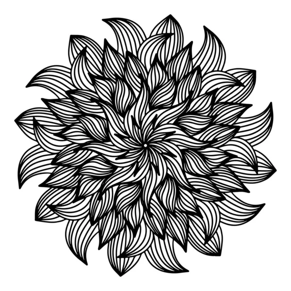 Цветочные Нарисованные Вручную Цветы Мандала Стиле Каракулей Изолированы Белом Фоне — стоковый вектор