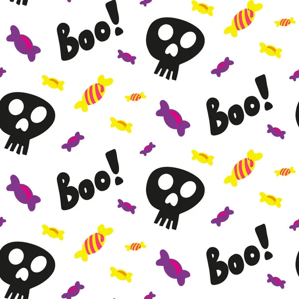 Halloween Doodle Festliche Nahtlose Muster Vector Hand Gezeichneten Endlosen Hintergrund — Stockvektor