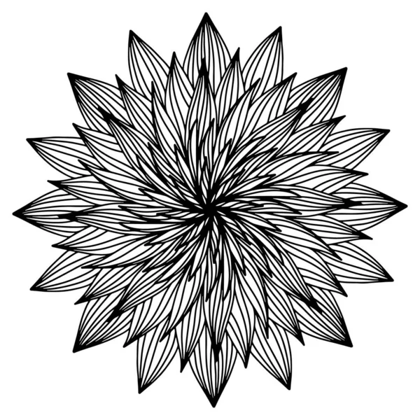 Цветочные Нарисованные Вручную Цветы Мандала Стиле Каракулей Изолированы Белом Фоне — стоковый вектор