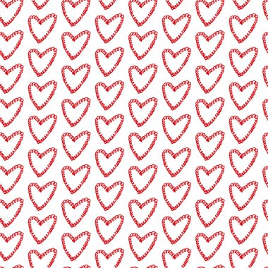 Sevimli el, Sevgililer Günü 'nün kalplerini kusursuz bir şekilde çizmiş. Dekoratif karalama aşk kalp şekli robot resim tarzında. Düğün tasarımı, ambalaj, süsleme ve tebrik kartları için karalama mürekkebi kalpler simgesi. Etiket