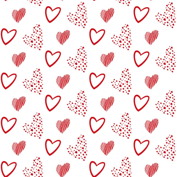 Mignon Dessin Main Des Cœurs Saint Valentin Motif Sans Couture — Image vectorielle