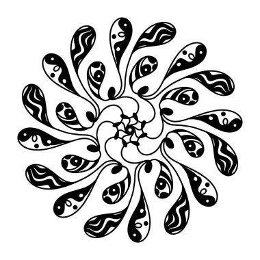 El çizimi örümcek ağı mandala beyaz arka planda izole. Şirin karalama mürekkep balığı, ahtapot, dokunaçlar, uzaylı, aster, kasımpatı, düş kapanı. Yetişkinler ve çocuklar için boyama sayfası. Stres önleyici kitap