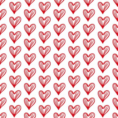 Sevimli el, sevgililer günü kalplerini kusursuz bir şekilde çizmiş. Dekoratif karalama aşk kalp şekli robot resim tarzında. Düğün tasarımı, ambalaj, süsleme ve tebrik kartları için karalama mürekkebi simgesi