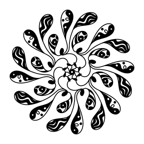 El çizimi örümcek ağı mandala beyaz arka planda izole. Şirin karalama mürekkep balığı, ahtapot, dokunaçlar, uzaylı, aster, kasımpatı, düş kapanı. Yetişkinler ve çocuklar için boyama sayfası. Stres önleyici kitap