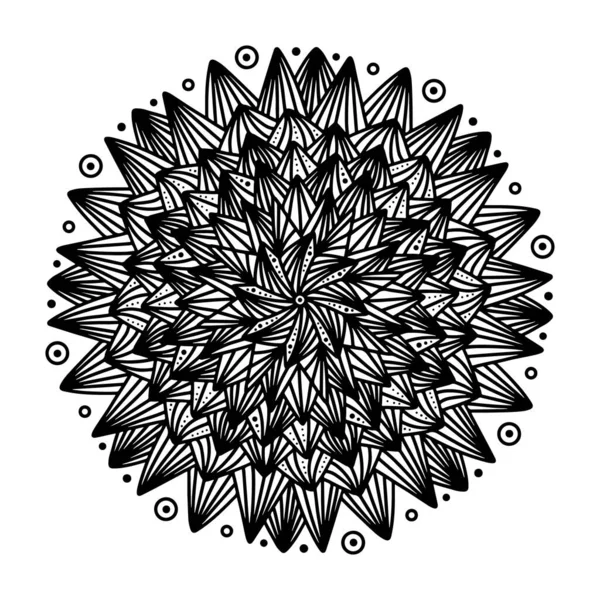 Bloemen Met Hand Getekend Aster Mandala Bloemen Doodle Stijl Geïsoleerd — Stockvector