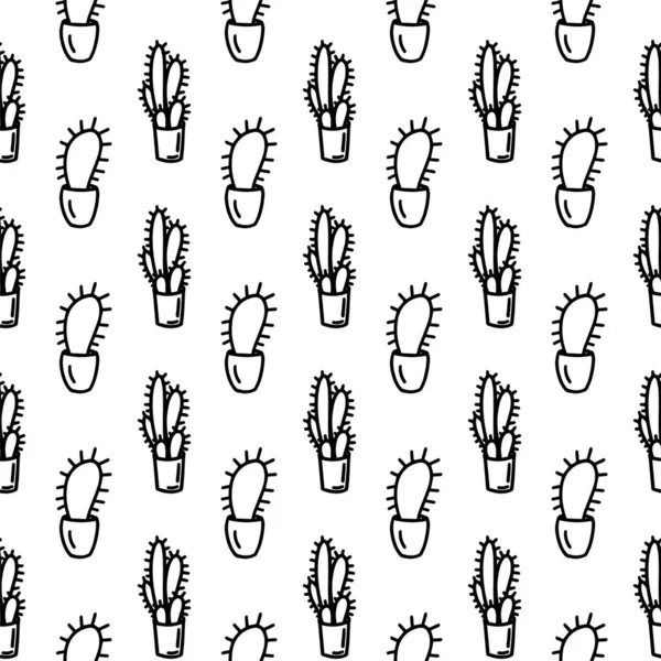 Abstract Flower Seamless Pattern Leaves Dots Doodle Cute Black White —  Vetores de Stock