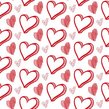 Sevimli el, sevgililer günü kalplerini kusursuz bir şekilde çizmiş. Dekoratif karalama aşk kalp şekli robot resim tarzında. Düğün tasarımı, ambalaj, süsleme ve tebrik kartları için karalama mürekkebi simgesi