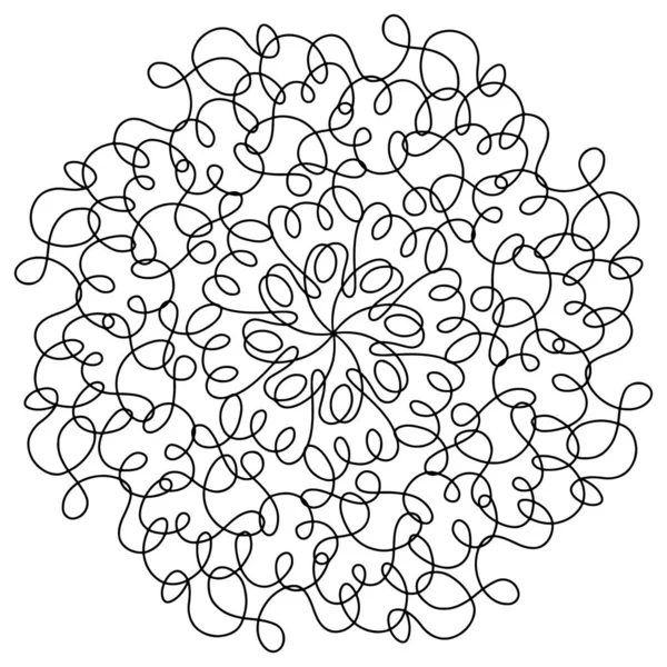 Handgezeichnetes Spinnennetz Mandala Isoliert Auf Weißem Hintergrund Niedlicher Doodle Tintenfisch — Stockvektor