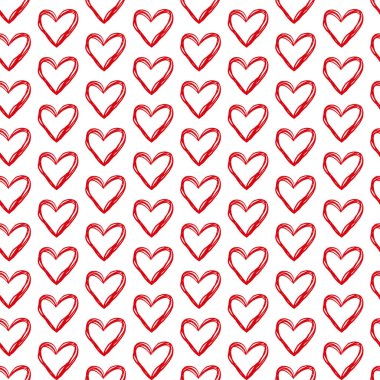 Sevimli el, sevgililer günü kalplerini kusursuz bir şekilde çizmiş. Dekoratif karalama aşk kalp şekli robot resim tarzında. Düğün tasarımı, ambalaj, süsleme ve tebrik kartları için karalama mürekkebi simgesi