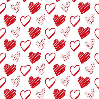 Sevimli el, Sevgililer Günü 'nün kalplerini kusursuz bir şekilde çizmiş. Dekoratif karalama aşk kalp şekli robot resim tarzında. Düğün tasarımı, ambalaj, süsleme ve tebrik kartları için karalama mürekkebi.