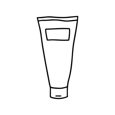 Hand drawn tube of hair care product for hairdresser isolated on white background. Doodle hair dye, shampoo, Hair Mask, balm, conditioner, lotion for man and women. Scribble adults and kids coloring