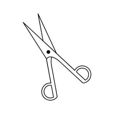 Hand drawn scissors of hair care products for hairdresser isolated on white background. Doodle scissors for haircut in barbershop. Scribble adults and kids coloring page. Thin line design icon