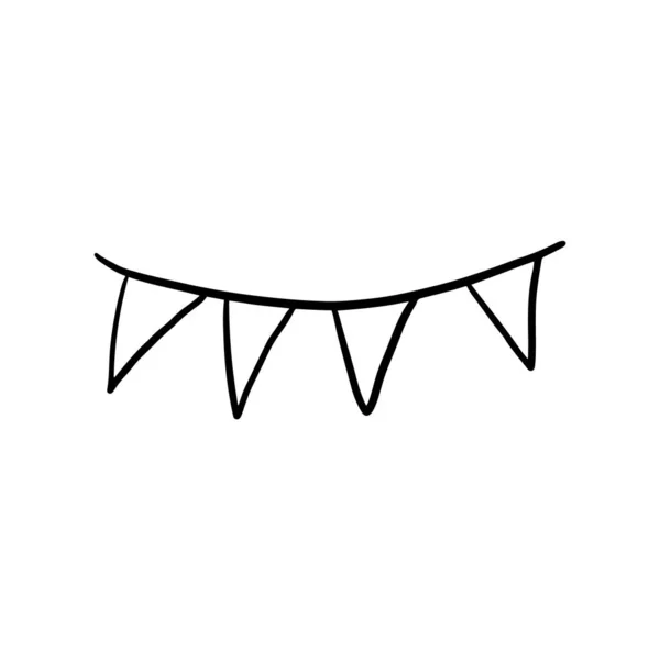 Vector Hand Drawn Garland Banner Flag Party Birthday Celebration Doodle — Stok Vektör