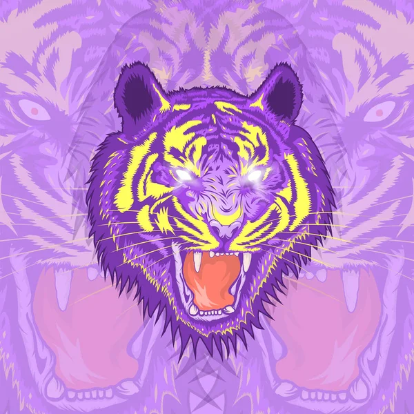 怒っている虎のイラストデザイン — ストックベクタ