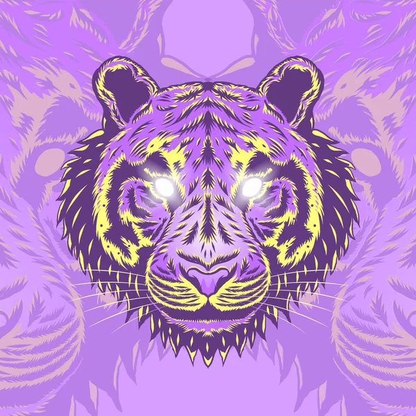 Cabeza Tigre Ilustración Diseño — Vector de stock