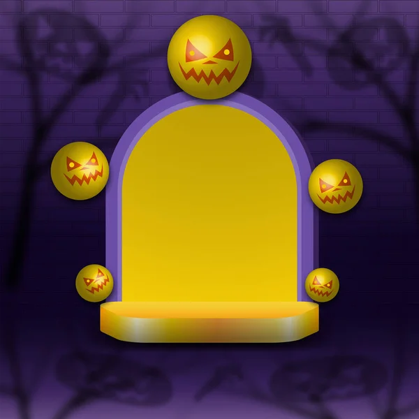 Happy Halloween Hintergrund Mit Podium Und Kürbiskugel — Stockvektor