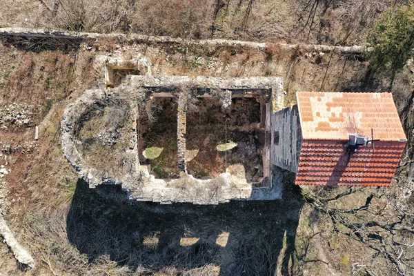 Vertical Image Ruins Saint Wenceslas Church Roof — Foto de Stock