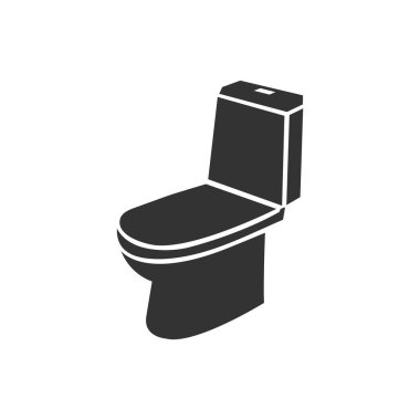 Beyaz arka planda siyah renkli klozet. Tesisat işi. Düz Vektör İllüstrasyonu