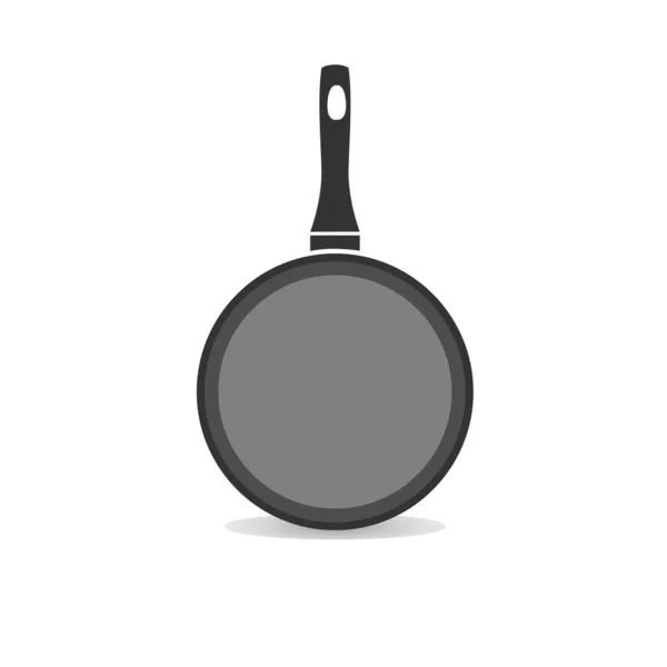 Vertical Frying Pan Dengan Shadow White Background Kitchenware Ilustrasi Vektor - Stok Vektor