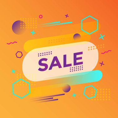 Eski moda ve Memphis tarzında soyut satış afişi