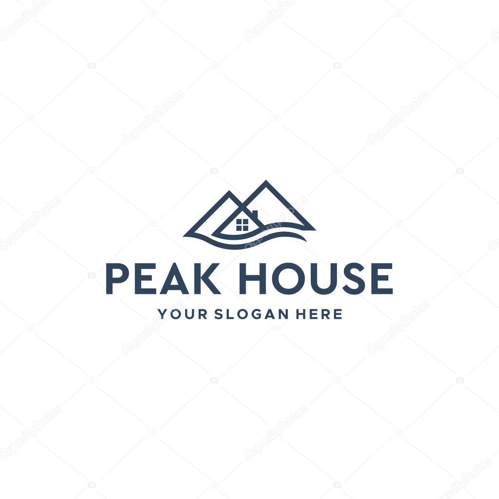 minimalist PEAK HOUSE mountain home Logo design