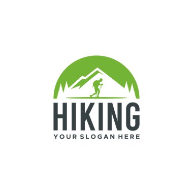 Minimalist Dağcılık Ağacı İnsanları Logo Tasarımı