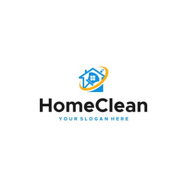 Modern HomeClean emlak süpürge logosu tasarımı