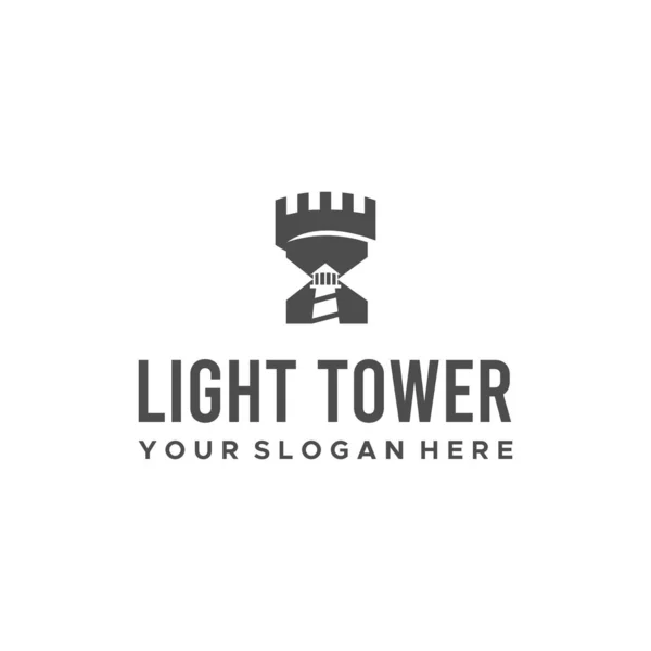 Επίπεδο LIGHT TOWER mercusuar σχεδιασμό λογότυπο κτιρίου — Διανυσματικό Αρχείο
