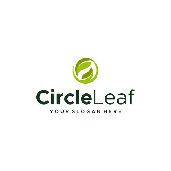 Minimalistische CircleLeaf Blätter Pflanzen Logo-Design — Stockvektor