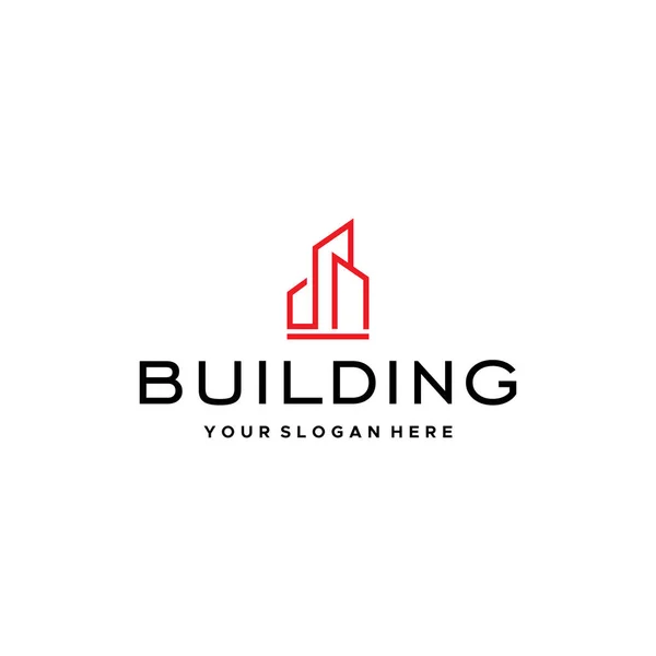 Minimalista BUILDING città immobiliare Logo design — Vettoriale Stock