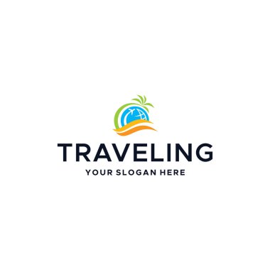 Modern TRAVELING uçak dalgaları ağaç logosu tasarımı