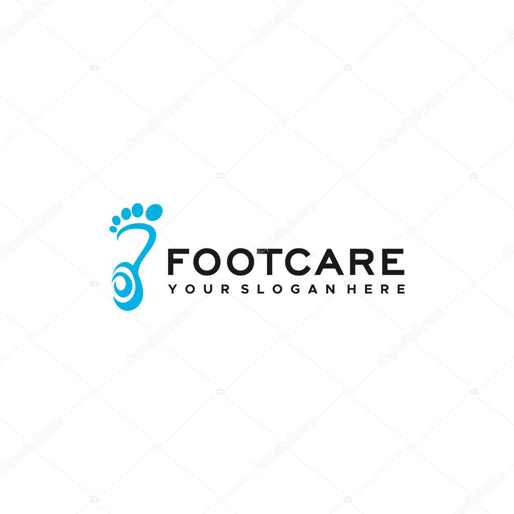 Minimalist FOOTCARE trotters toes logo design vector illustration suitable for foot therapy natural treatment