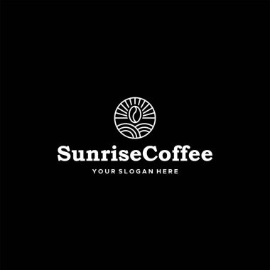 Minimalist Sunrise Kahve tohumu çember logosu tasarımı