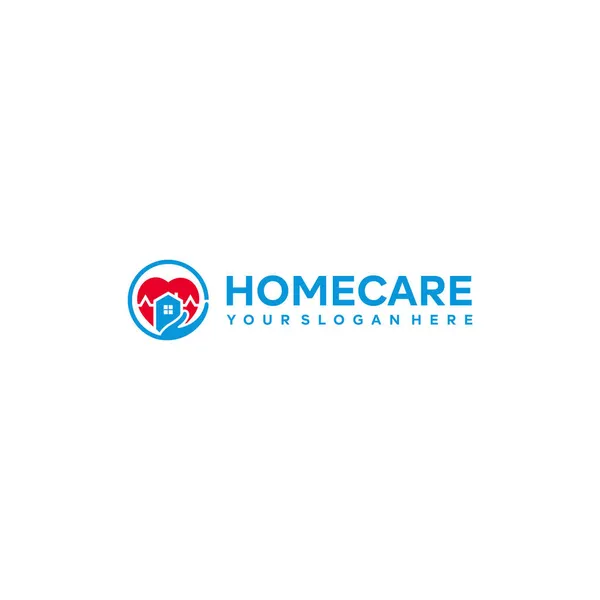 Design moderne de logo de main de bâtiment de coeur HOMECARE — Image vectorielle